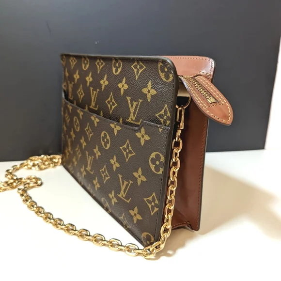 💎Authentic Louis Vuitton Homme Pochette Clutch monogram converted to crossbody - Picture 11 of 16
